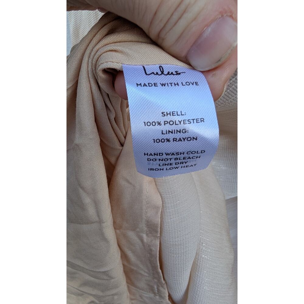 Lulus‎ Women's Babydoll Maxi Dress Sz M Smocked Champagne Gold Shimmer Holiday - Picture 6 of 7